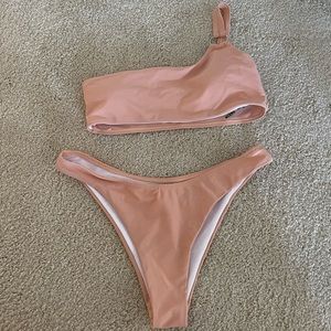 SHEIN XS top and bottom peach bikini